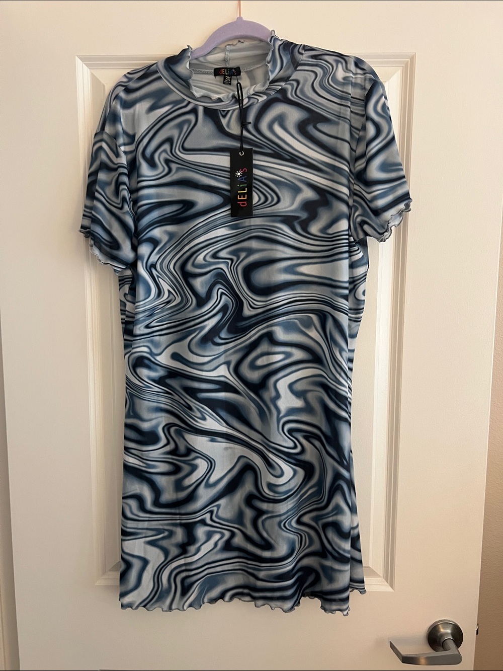 dELiA*s Blue Marble Swirl Short Sleeve Dress